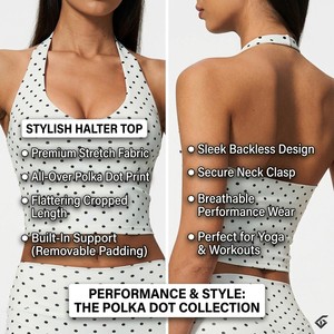 Gym Clothes Custom Logo Solid Breathable Quick Dry Four-way Stretch Halter Tank Top Backless Cropped Top For Running Training