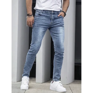 Stylish Plus Size Jeans Breathable Straight Stretch Denim Pants for Men Comfortable Casual Jean Light Wash Mid Washable ODM