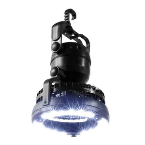 Camping Lantern 2-in-1 Portable Camping Tent Light with Fan Hanging Hook Folding LED Hiking Lights for Outdoor Tents