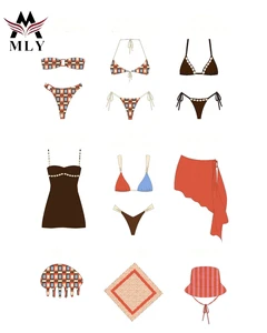 Custom Design Summer Swimsuit Cover Ups Halter A-line Pleated Beach Cover Up Dress Print Beach Dress Women's Dresses