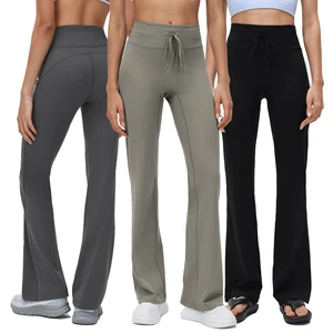 New Trendy High Waist Tummy Control Spandex/Nylon Flared Pants Casual Long Women's Running Slimming Yoga Fitness Pants