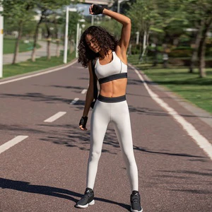 Color Block Sports Bra Adjustable Strap Padded High Support Push Up Shockproof Yoga Brassiere Crop Top SportsBra Removable Pads