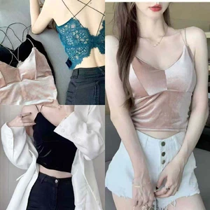 Spring and Summer New Velvet Camisole Vest with Chest Cushion and Beautiful Back