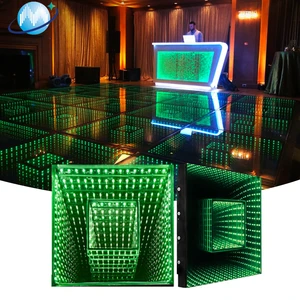 MJ Portable Floor Dancing 3d Light Mirror Led Pixel Dance Floor Mat Wireless Magnetic Tiles Glass Panel for Wedding Party