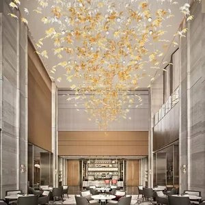 Engineering Custom Chandelier Custom Project Luxury Crystal Glass Led Pendant Light for Hotel Villa Banquet Hall