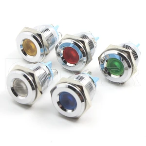 6MM 8MM 10MM 12MM 16MM High Voltage Waterproof Metal Indicator Light Red Green Yellow Blue White LED Equipment Indicator Lights