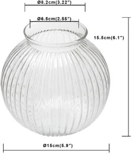 BO-GLASS Custom Hand Blown Modern Style Open Transparent Striped Glass Lamp Shade Customizable Coating Size For Pendant Light