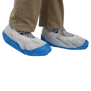 Protective Safety Medical Waterproof Anti Slip Plastic PE CPE Nonwoven PP Blue Disposable Shoe Covers