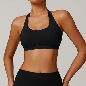 Fashion High Quality Women Seamless Sports Bra Custom logo Gym Workout Halter Sports Bra for Women
