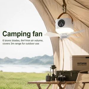 Multi-functional USB Rechargeable Tent Fan With Integrated LED Light Silent Portable Hanging Fan For Outdoor Camping Adventure