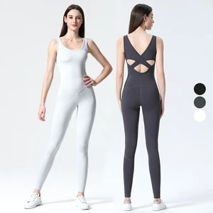 Trendy Plus Size Sleeveless Women Sports One Piece Playsuit Jumpsuits
