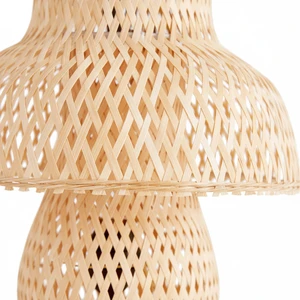 Bamboo Table Light with Bamboo Base Weave Exquisite Bamboo Lampshades for Table Lamps for Bedroom Bedside