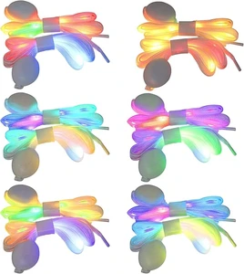Light up Shoe Laces - Flashing LED Shoelaces with 3 Modes Color Changing Glow Laces for Skates Adults Kids Night Running