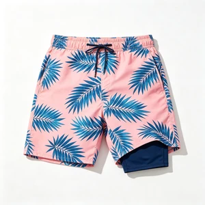 Custom Tropical Print Swim Trunks Men Lightweight 140GSM Quick Dry Beach Shorts with Inner Liner Stretch Fabric Summer Swimwear