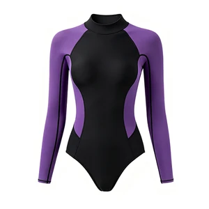 DIVESTAR Custom OEM One Piece 2mm Neoprene Bodysuit UPF 50+ Long Sleeve Breathable Front Bikini Wetsuit For Freediving Diving