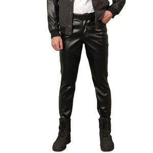 Plus Size Men's Jeans Pu Skinny Fit Elastic Trousers Motorcycle Streetwear Leather Pants for Men
