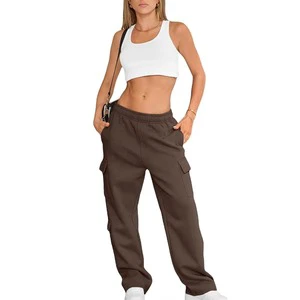 Wholesale Cheap 100 % Cotton Women Pants Soft Lightweight Casual Trousers Comfortable Loose Fit Bottoms for Daily Wear