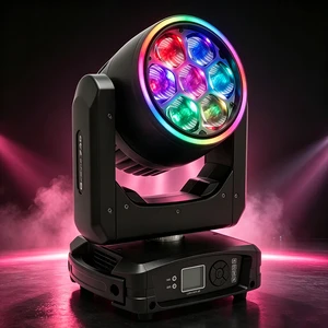 Mini 7-piece 40W Bee-eye Colored Light Focusing Swivel Lamp With Rotating Beam And Auxiliary Light For Stage Lighting