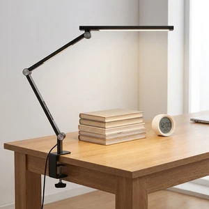 Modern Clip On LED Desk Lamp, 3 Color Temperature Dimmable Eye-Care Light For Nail Craft Study Reading
