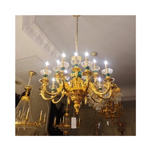 Gorgeous Chandelier Shape Luxury Villa Home Decoration Malachite Brass Ceiling Lamp