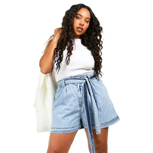 High Waisted Women's Denim Shorts Stylish Women's Loose Fit Washed Denim Shorts With Denim Waist Belt Ripped Summer Shorts