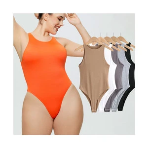 Plus Size 3XL Women's Casual One Piece Rompers High Elastic Slim Top Sleeveless Skinny Vest Solid Color Knitted Jumpsuit