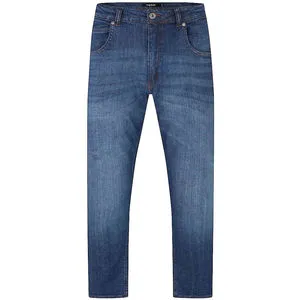 Plus Size Men's Slim Fit Denim Jeans Mid Rise Straight Softener Waist Casual Streetwear