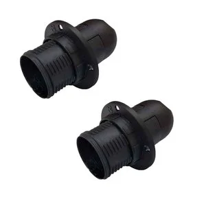 2-Piece Black Thermoplastic E14 Lamp Holder with Ring VDE Certified 250V Socket and Screw Base Plastic Lamp Socket Holder