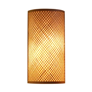 Wholesale Bamboo-woven Wall Lamps for Hotel Rooms Guesthouses; Chinese-style Semi-circular Wall-mounted Lamps High Brightness