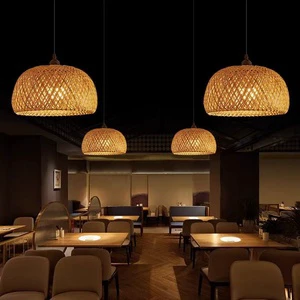 Bamboo & Rattan Woven Pendant Chandelier Incandescent Light For Tea Room Dining Tea House-Zen Japanese & Chinese Antique Style