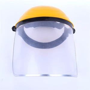 PC Yellow Top Aluminum Rimmed Protective Face Shield Full View Impact Resistant Headband Style Safety Mask