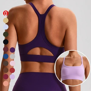 Women Lightweight Quick Dry Breathable Cross Back Yoga Crop Top Removable Pads Shockproof Push Fitness High Support Sports Bra