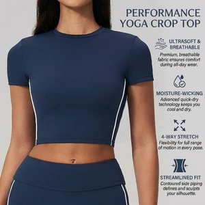 Breathable Short-Sleeved Yoga T-Shirt For Women Summer Pilates Fitness Tight Sporty Quick-Drying Eco-Friendly Four-Way Stretch