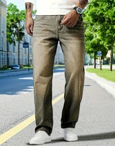Men's Plus Size Clothing Casual Vintage Washed Jeans Fashion Comfortable Straight Denim Trousers for Men