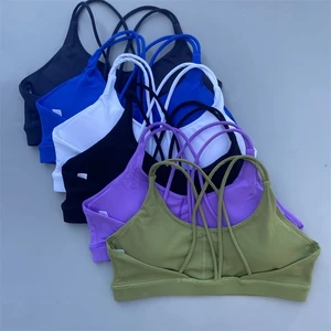 Solid Color Cross Back Soft High Strength Earthquake Resistance Athletic Underwear Women Fitness Sports Bra