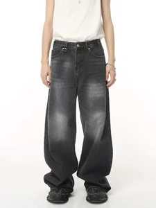 Hot Sale Men's Hombre Multi Pocket Baggy Retro American Wide Leg Straight Denim Pants Jeans Trousers for Summer