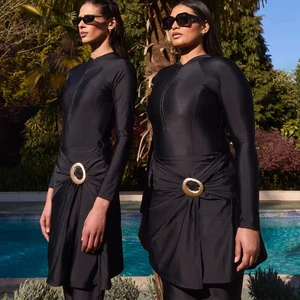 MLY Muslim Swimwear Printed Long Sleeve Bathing Suit Women's Conservative Swimsuit Women's Beach Two-piece Swimsuit Burkinis