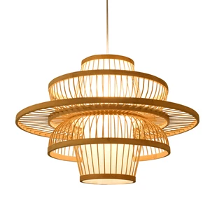 Made in China Handmade Bamboo Pendant Light Rattan Hanging Lamp Shade Tropical Decoration Non Toxic