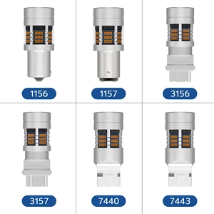 New Amber Car LED Turn Signal Brake Reverse Light Bulbs Canbus Error Free No Hyper Flash 10-14V 1156 1157 3156 3157 7440 7443