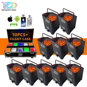 EU STOCK 6*18W LED Uplights Battery Wireless RGBWA+UV Wedding Party DJ Stage Lights Rechargeable Par with Case DMX512 Control