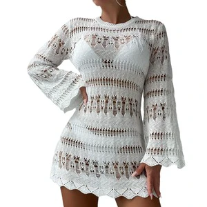 Stylish 2024 Beach Cover up With Mesh Long Sleeves for Sun Protection and Vacation Bikini Cover up Combo