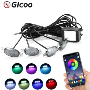 GICOO Smoked Lens RGB Front Grille Light LED Car Running Light for Modify Pickup Off-road SUV