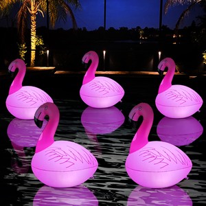 New Solar Inflatable LED Floating Flamingo Pool Lights for Swimming Pool, Party, Garden, Patio, Outdoor Decor