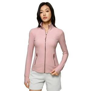 Stand Collar Zipper Lightweight Short Solid Breathable Yoga Jacket Women For Barely There Feel Shaping Tight-Fitting Sports