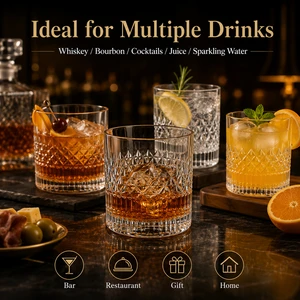 Custom Logo Whiskey Glass Low MOQ Crystal Old Fashioned Rocks Tumbler Gift Box OEM ODM Wholesale Supplier