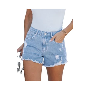 Women Denim Shorts High Waist Breathable Ripped Design Vintage Summer Skinny Fit Eco-Friendly Quick Dry Custom Stone Wash