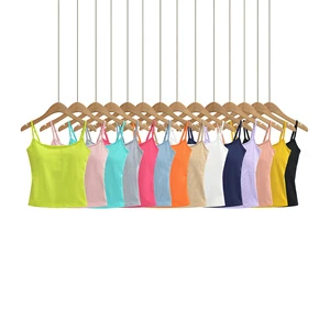 Spring Lightweight Padded Camisole for Women Sleeveless Vest with Built-in Bra Stylish Backless Top for Layering