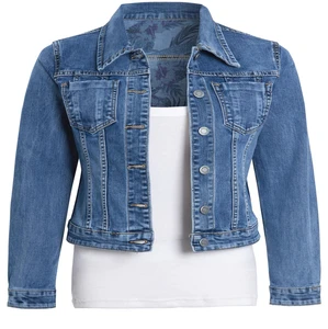 Women's Reversible Washed Denim Jackets Women Blue Winter Long Sleeves with Regular Fit Logo Cotton Filled Jeans Jackets