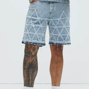Men Denim Shorts Casual Summer Slim Fit Ripped Elastic Waist Mid Rise Quick-Dry 100% Cotton Breathable Durable Comfortable Daily