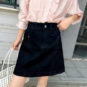 Plus Size Women's Black Denim Cargo Shorts Four-Way Stretch Fabric High Waist A-Line Eco-Friendly Breathable Quick Dry Summer
